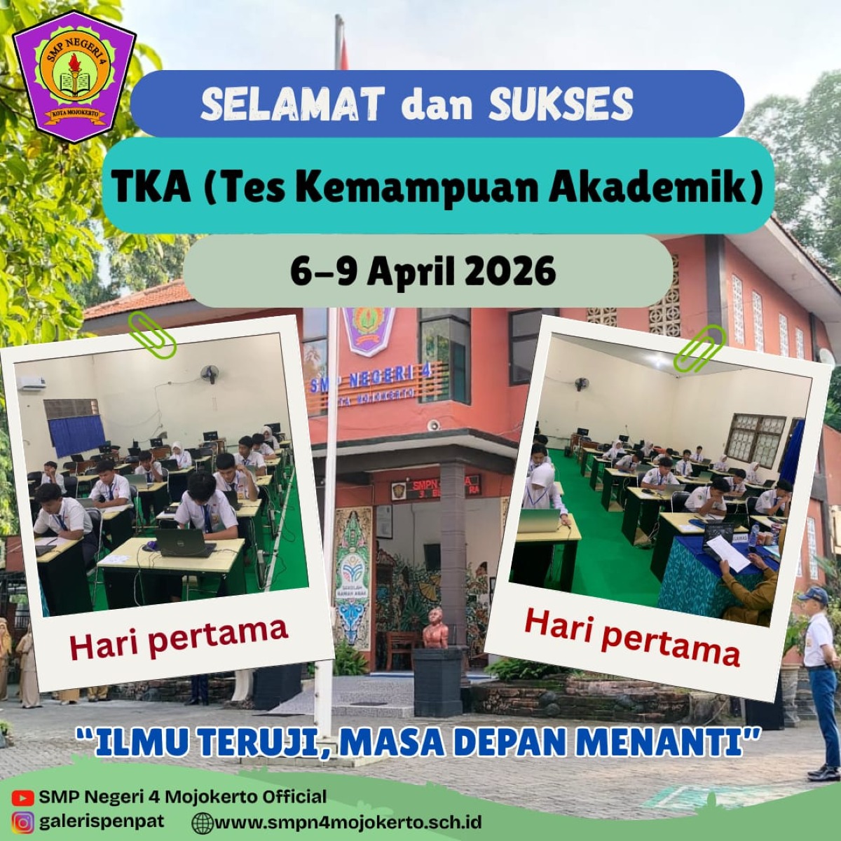 TKA SMPN 4 Tahun 2026, hari pertama 6 April 2026